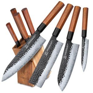 Japanese Chef Knife Set with Rosewood Block