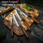 Japanese Chef Knife Set with Rosewood Block