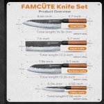 Japanese Chef Knife Set with Rosewood Block