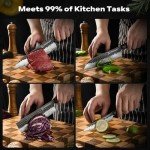 Japanese Chef Knife Set with Rosewood Block