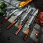 Japanese Chef Knife Set with Rosewood Block