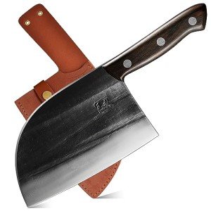 6.7" Hand-Forged Meat Cleaver: High Manganese Steel