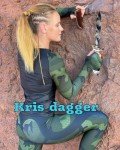 Damascus Steel 10.5" Kris Knife with Blue Handle