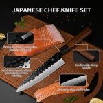 Santoku Japanese Chef Knife Set - Hand Forged
