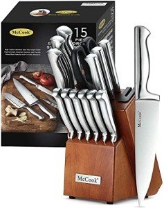 Precision Japanese Knife Block Set with Sharpener
