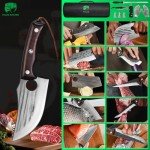 FULLHI 17pcs Butcher Chef Knife Set - High Carbon Steel