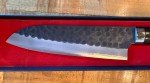 Takeshi Saji Blue Super Hammered Santoku Knife 180mm