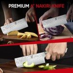 Zennish 6 Inch Nakiri Knife, Razor Sharp Meat Cleaver and Vegetable Kitchen Knife, Professional Damascus AUS-10 Steel Japanese Knife with Full Tang G10 Handle, Premium Gift Box - Quartz Series