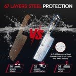 Zennish 6 Inch Nakiri Knife, Razor Sharp Meat Cleaver and Vegetable Kitchen Knife, Professional Damascus AUS-10 Steel Japanese Knife with Full Tang G10 Handle, Premium Gift Box - Quartz Series