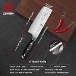 Zennish 6 Inch Nakiri Knife, Razor Sharp Meat Cleaver and Vegetable Kitchen Knife, Professional Damascus AUS-10 Steel Japanese Knife with Full Tang G10 Handle, Premium Gift Box - Quartz Series