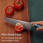 Fukep 8" Damascus Chef Knife with Blue Handle