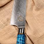Fukep 8" Damascus Chef Knife with Blue Handle