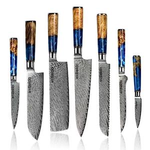 Seido 7-Piece Damascus Steel Kitchen Knife Set
