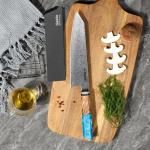 Seido Kiritsuke Damascus Chef Knife, Sky Blue Handle