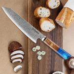 Seido Kiritsuke Damascus Chef Knife with Blue Handle