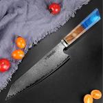 Seido Kiritsuke Damascus Chef Knife with Blue Handle