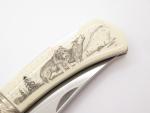 Sakai Seki Japan Wolf Scrimshaw Folding Knife