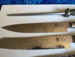 Shun Kai VG-Max Damascus Knives Set with Sharpener