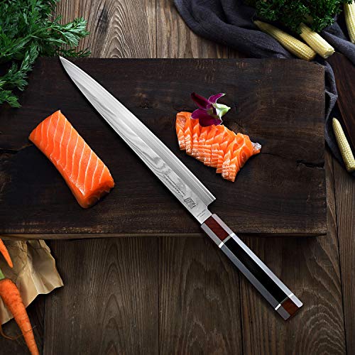 FINDKING Yanagiba Knife: SKD11 Damascus Steel, Ebony Handle