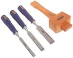 IRWIN 4-Piece Japanese Chisel Set with Mallet