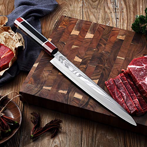 FINDKING Yanagiba Knife: SKD11 Damascus Steel, Ebony Handle
