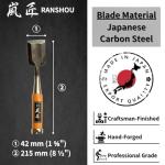 RANSHOU 42mm Japanese Woodworking Chisel, Red Oak Handle