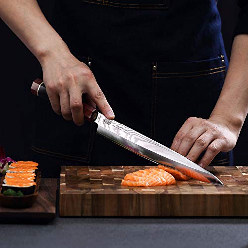 FINDKING Yanagiba Knife: SKD11 Damascus Steel, Ebony Handle