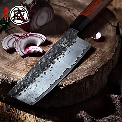 MITSUMOTO SAKARI 7" Japanese Nakiri Knife, Professional Multipurpose