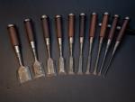 Fujihiro Mokume Damascus Japanese Bench Chisel Set