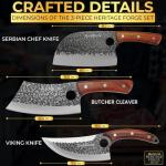 Hand-Forged 3-Piece Japanese Butcher Knife Set