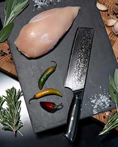 Damascus VG10 Nakiri Chef Knife - 6.5 Inch