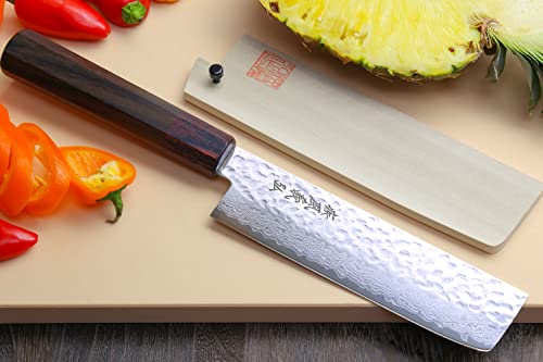 Yoshihiro VG-10 Hammered Damascus Nakiri Knife (6.5'')