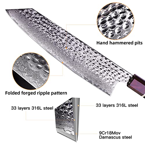 FINDKING Eternity Japanese Kiritsuke Knife, Damascus Steel, 9 Inches