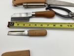 Japanese Bamboo Handle Knife Set with Peacock Case
