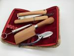 Japanese Bamboo Handle Knife Set with Peacock Case
