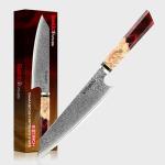 Seido Kiritsuke Chef Knife - Damascus Steel, Ruby Red