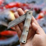 KATSU Handmade Damascus Steel Japanese Folding Knife