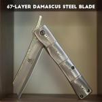 KATSU Handmade Damascus Steel Japanese Folding Knife