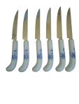 Japanese Steel Steak Knives with Porcelain Handles – 6 Pcs