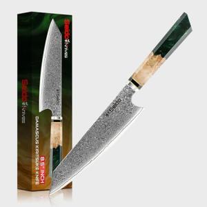 Kiritsuke Damascus Steel Chef Knife with Wood Handle