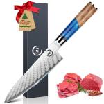 Fukep 8" Damascus Chef Knife with Blue Handle