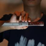 Damascus Steel Japanese Folding Knife with Snake Wood