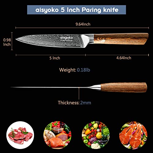 Aisyoko 5-inch Japanese Paring Knife - VG-10 Steel