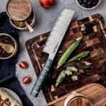 Epokishi 7-Inch Nakiri Knife - AUS-10 Damascus Steel