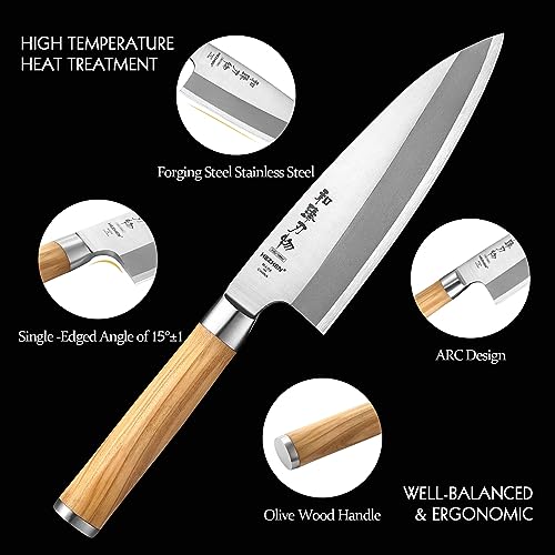 HEZHEN Japanese Style 7" Deba Knife: Forging Steel
