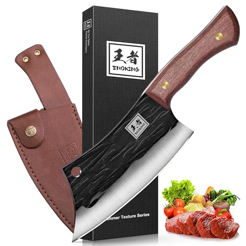 ENOKING Hand Forged Meat Cleaver - High Carbon Steel