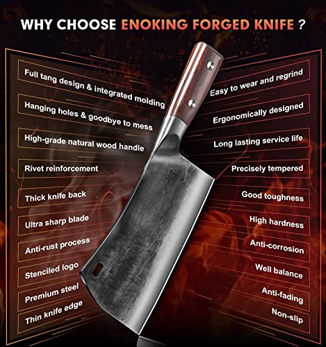 ENOKING 7.5 Inch Hand Forged Japanese Cleaver