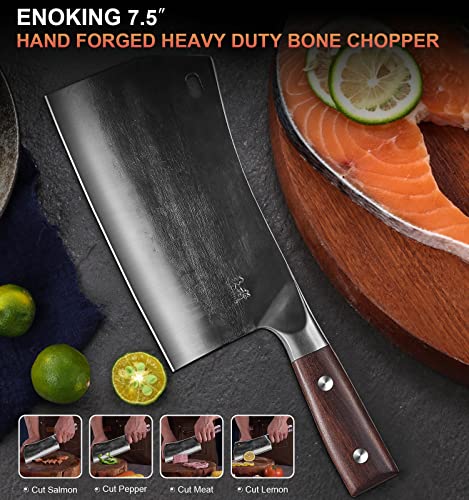 ENOKING 7.5 Inch Hand Forged Japanese Cleaver