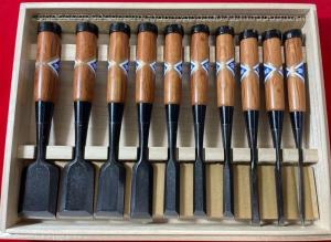 Japanese Chisel Set with Red Oak Handles