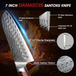 HOSHANHO 7-Inch Damascus Santoku Kitchen Knife